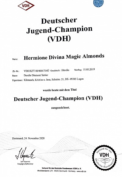 Hermione Divina Magic Almonds Henja VDH-Jugendchampion